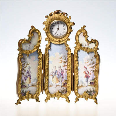 A Tri Fold Vienna Enamel Decorated clock
