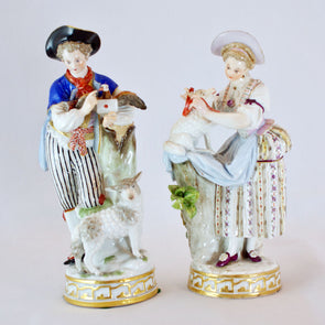 A Meissen 18th C Pair of a Shepherd and Shepherdess