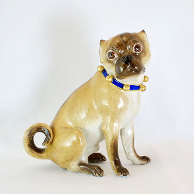 A Large Meissen Pug Dog